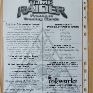 zz133 tomb raider lara croft officiel sale sheet movie 1